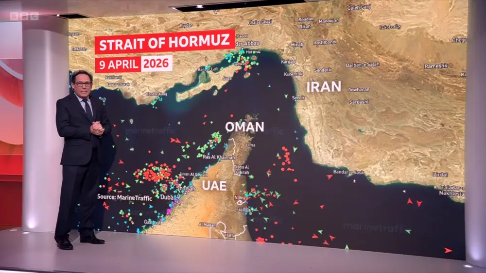 Map of the Strait of Hormuz, BBC
